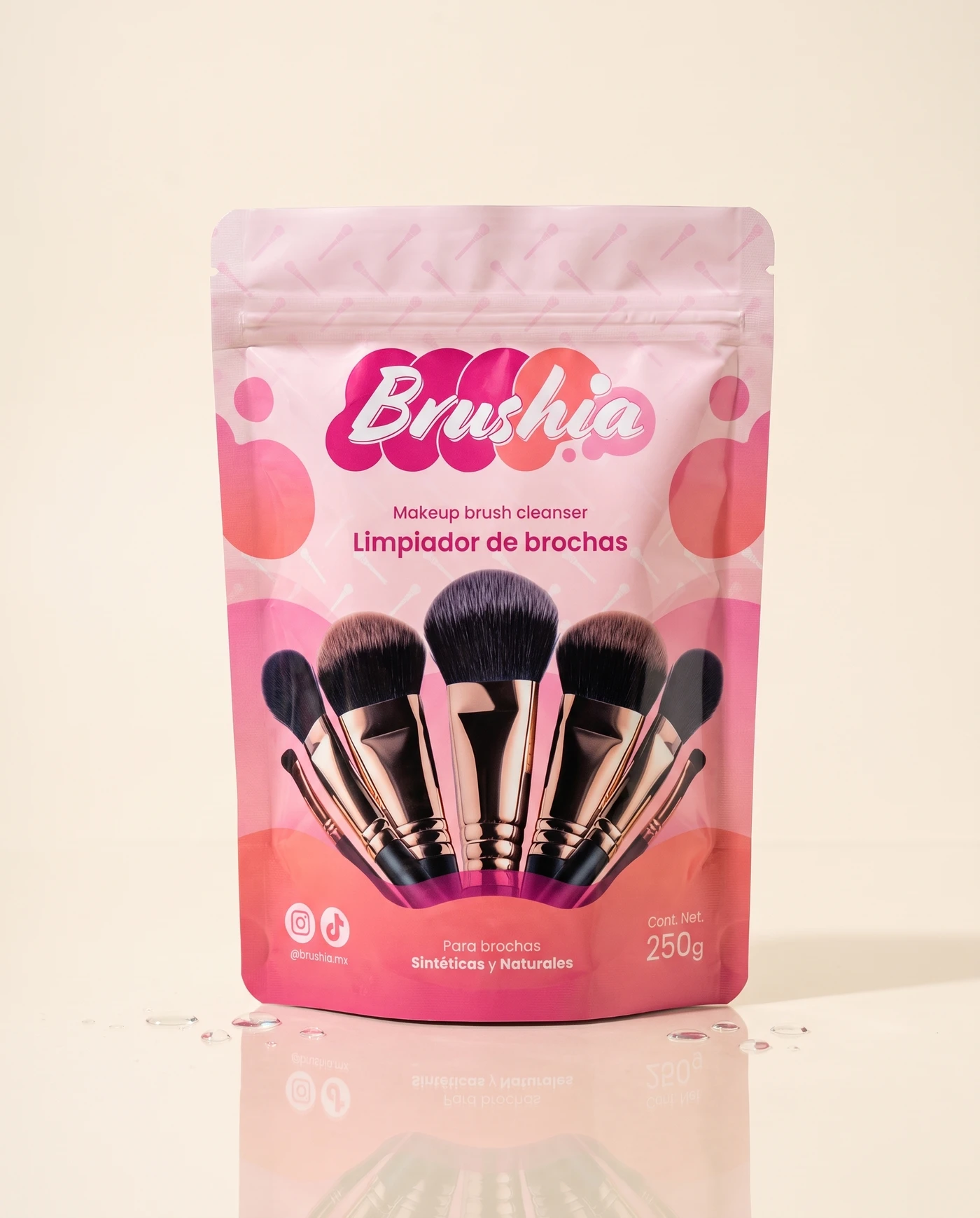 Bolsa de Brushia, limpiador de brochas de maquillaje de 250 g